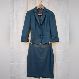 Express Brand Black And Green Tweed Suit Set